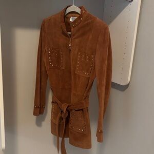 St. John Brown Suede Trench Coat